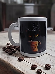 Kedi temalı porselen kupa fincan.