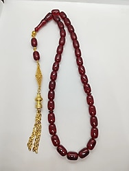 Altın Rengi Püskül Kırmızı Ateş Kehribar