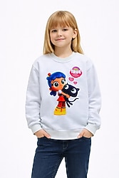 true baskılı şardonlu polar sweatshirt