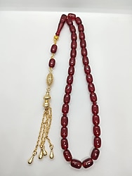 Altın Rengi Püskül Kırmızı Ateş Kehribar