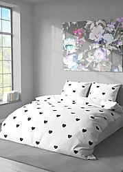 çift kişilik siyah kalpli nevresim takımı çarşaflı