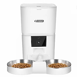 Yasomi MK6 6lt Kameralı Wifi Bağlantılı Tek ve Çift Kase Kullanımlı Kedi ve Köpek Besleyici (Beyaz)