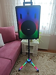 bluetooth karaoke hoparlör rgb sıfır 2 mikrofon