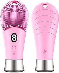 Elektrikli yüz temizleme fırçası, silikon, su geçirmez, ultrasonik, 9 seviyeli titreşim