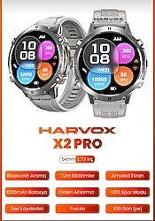 100 gün şarjlı akıllı saat harvox x2 pro gümüş