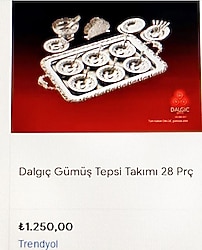 DALGIÇ GÜMÜŞ 28 Parça Klasik Tepsi Çay Tabağı Şekerlik Retro Set 