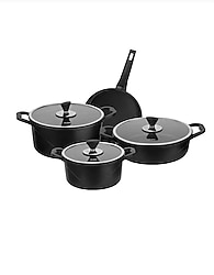 Aryıldız Siyah Cam Kapaklı Tencere Seti