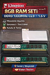 Kingston 8GB (2x4GB) DDR3 1333MHz CL9 Masaüstü RAM – Çift Modül Kit – Sorunsuz