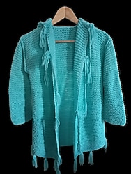 El Örgüsü Kız Çocuk Kapşonlu Hırka