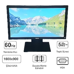 DELL E2016HV 20" LED Kurumsal Monitör VGA Girişli 1600 x 900 2.El Temiz 3 Ay Garantili