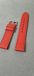 22 mm kırmızı  deri saat kordonu gerçek deridir