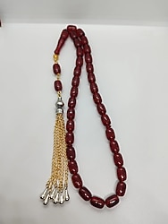 Altın Rengi Püskül Kırmızı Ateş Kehribar