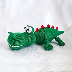 30cm Amigurumi Timsah El Örgüsü Oyuncak Organik Hayvan Figür