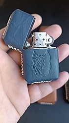 -sıfır ürün- hakiki deri benzinli çakmak kılıfı ve çakmak