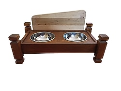 AHŞAP KEDİ VE KÖPEK MAMALIK-MAMA KABI