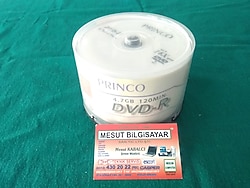 PRİNCO 4.7GB DVD-R 120MİN 50ADET 1991'Lİ TSE-HYB'Lİ MESUT BİLGİSAYARDA