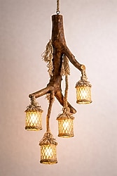 Doğal Armut Ağacından El Yapımı Rustik Avize – Özgün Tasarım