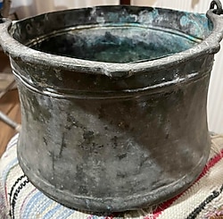 Antika bakır kazan dekoratif obje