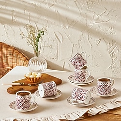 Emsan Verano New Bone 6 Kişilik Kahve Fincan Takımı 90 ml Bordo