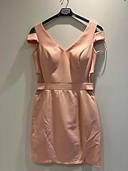 Pudra rengi mini boy elbise