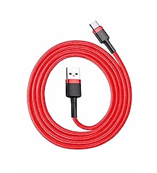 Baseus Cafule 3A Type-C 1 Metre Şarj Kablosu Kırmızı CATKLF-B09 , Sıfır