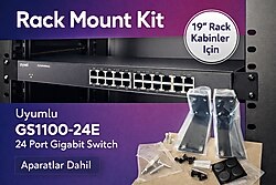 ZYXEL GS1100-24E rack montaj aparatıdır, switch dahil değildir.
