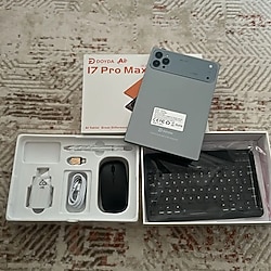 17 Pro Max Tablet Klavye-Mouse-Kalem Setli Gri