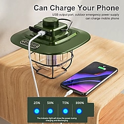 HASUBA Powerbank Özellikli Retro Su Geçirmez USB Şarjlı Çadır Kamp Feneri