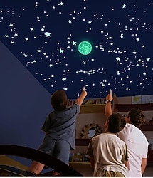 Tavan için Karanlıkta Parlayan Yıldızlar, Karanlıkta Parlayan Yıldızlar ve Ay Duvar Çıkartmaları