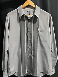 Efsane Vintage Çizgili Gömlek Fashion Club Gold Region Orijinal, Gri-Beyaz Paneller, Cep Detaylı, Mükemmel Kondisyon!