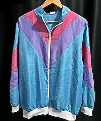 80’ler-90’lar Pastel Colorblock Bomber Windbreaker! Turkuaz & Pembe Mor Vibe