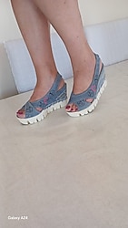 38 NM.ERBİL SÜEL MARKA DOLGU TOPUK KOT AYAKKABI-MAVİ