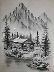 Kömürkalem Manzara Tablo