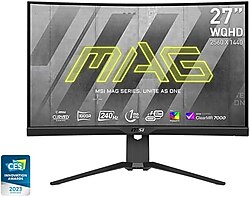 MSI 27" MAG 275CQRXF 2560x1440 (WQHD) 16:9 CURVED 1000R RAPID VA 240HZ 1MS ADAPTIVE SYNC + FREESYNC