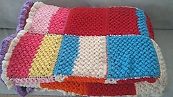 El Örgüsü Renkli Desenli Çift Kişilik,Koltuk ve Yatak örtüsü (Sıfır Ürün'dür.)