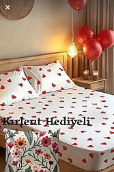 çift kişilik çarşaf takımı kalpli
