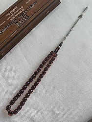 Usta İşçilik Ayyıldız Gümüş Püsküllü Ateş Kehribar Tesbih