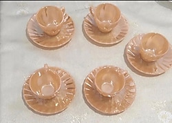 5 adet sıfır kahve fincanı sarı renk