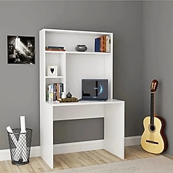 Beyaz Raflı kitaplıklı Çalışma bilgisayar Masası masa