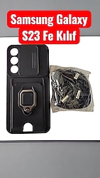 Samsung Galaxy S23 Fe Kılıf Kamera Lens Sürgülü Korumalı Kartvizitli Silikon Kapak,