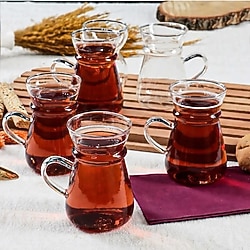 Kulplu Cam Çay Bardak Seti 6'lı