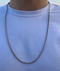 gri zincir detaylı midi kolye