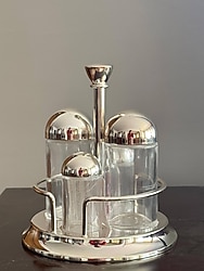 QUEEN ANNE GÜMÜŞ KAPLAMA YAĞLIK SİRKELİK SETİ 4 LÜ