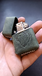 -sıfır ürün- hakiki deri benzinli çakmak kılıfı ve çakmak