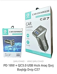 Dvip C27 Hızlı Araç Şarj Cihazı 18W PD + QC3.0