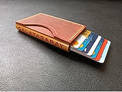 -sıfır ürün- Galatasaray kişiye özel hakiki deri RFİD güvenlikli mekanizmalı kartlık