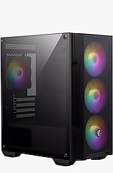 MSI MAG FORGE M100A D60 Akrilik yan panel 3x120mm 1x120mm Auto RGB Fan 600W 80+ mATX Gaming Bilgisayar Kasası