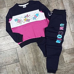 Unicorn Desenli Lacivert Kız Çocuk Eşofman Takım