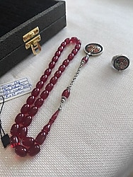 Ömer Daş Rulet Dönerli Uç ve Yüzük Kombinli Ateş Kehribar Tesbih