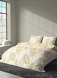 Beyaz Yaprak Desenli Nevresim Takımı çift kişilik çarşaflı